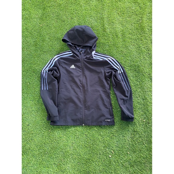 adidas Jackets & Blazers - Adidas Hooded Jacket Women's XS Black Three Stripe Full Zip Aeroready